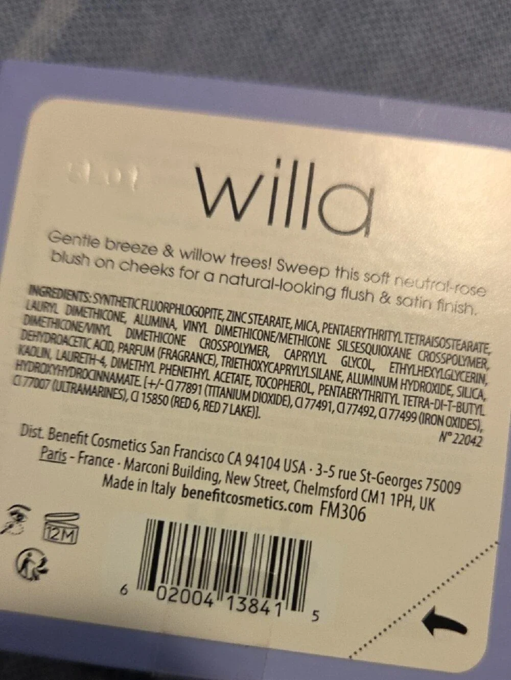 Benefit Willa Blush Compact — Pink and Purple Artwork